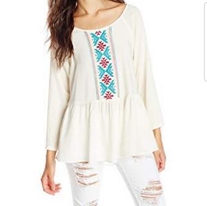 Roxy cream embroidered Landslide peasant top